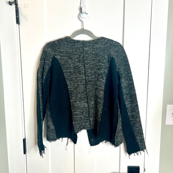 Anthropologie Cartonnier Lurex Knit Sweater Tweed Jacket Distressed Hem Large - Picture 5 of 5